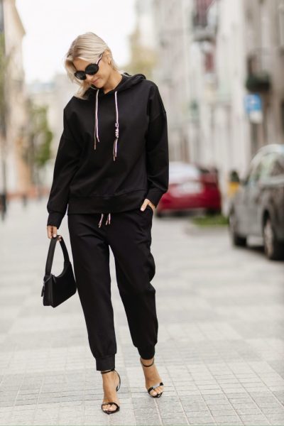 Komplet kaptur 2kolorowy sznurek – UNI, Czarny