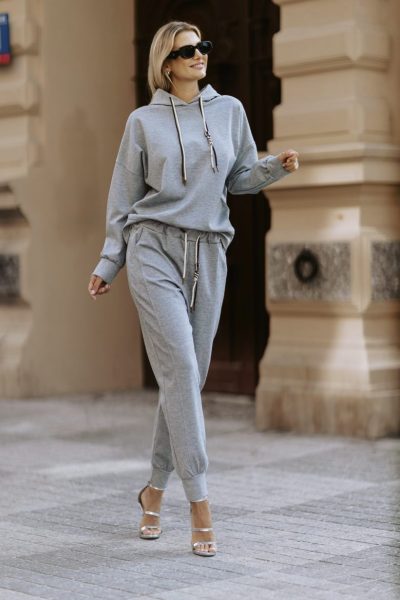 Komplet kaptur 2kolorowy sznurek – UNI, Szary