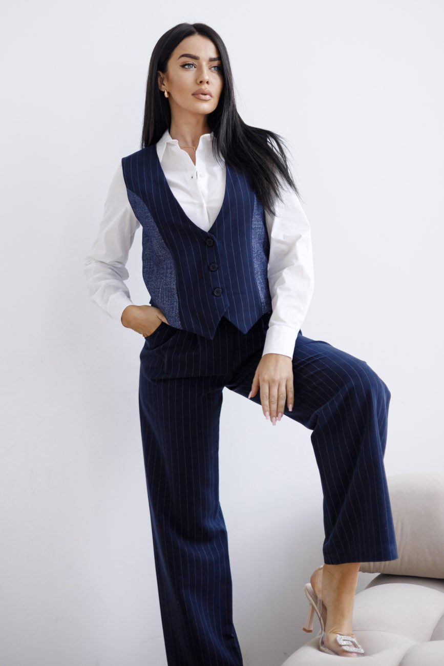 Komplet wstawki paski kamizelka – Granat, S