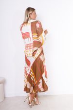 Komplet z domieszką jedwabiu konie – Camelowy, UNI