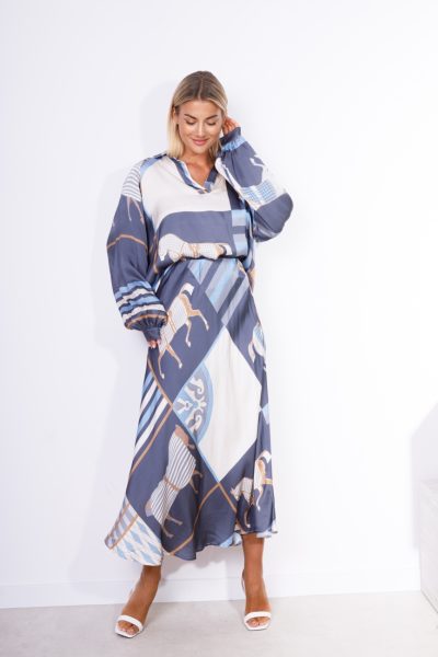 Komplet z domieszką jedwabiu konie – Jeans, UNI