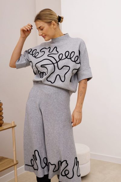 Komplet ze spódnicą esy floresy – Szary, UNI