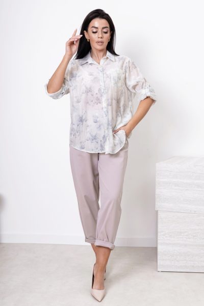 Koszula diamenciki kwiaty jedwab – Niebieski, UNI