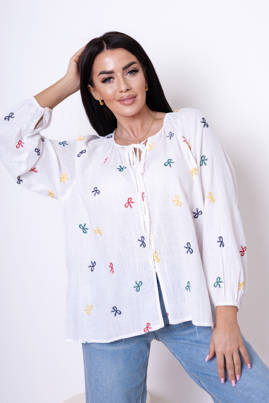 Koszula kolorowe kokardki – Ecru, UNI