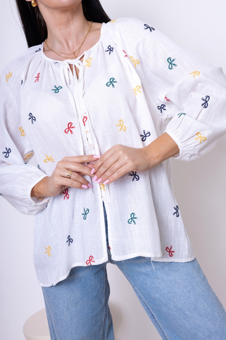 Koszula kolorowe kokardki – Ecru, UNI