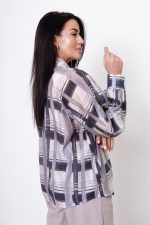 Koszula krata kołnierz wiązany – Grafit, UNI