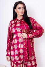 Koszula krata/kwiaty – Wino, UNI