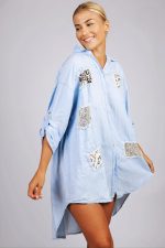 Koszula wstawki cekiny panterka