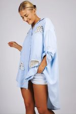 Koszula wstawki cekiny panterka