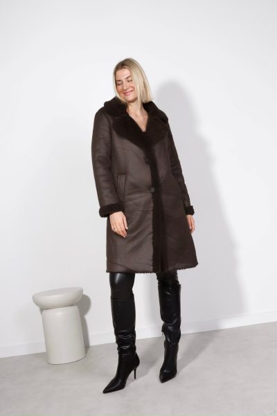 Kożuch kołnierz gładki – Czekolada, L