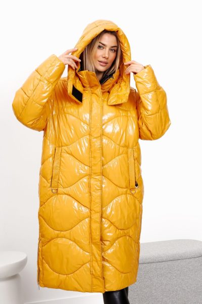 Kurtka długa bok zamki – Musztarda, M