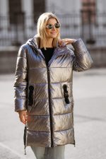 Kurtka długa kieszenie klamry boki zamek