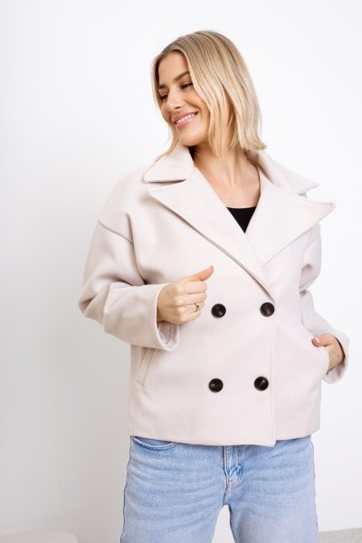 Kurtka flausz 4 guziki – Beż, UNI