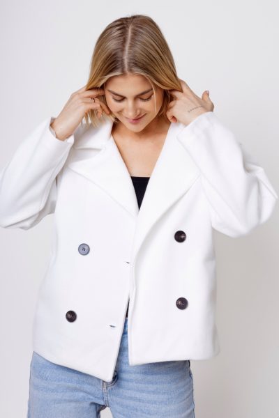 Kurtka flausz 4 guziki – Biały, UNI