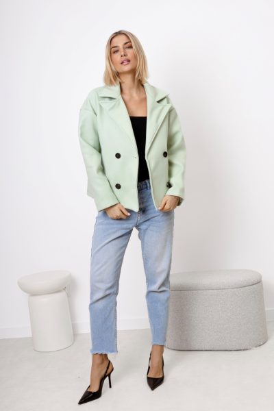 Kurtka flausz 4 guziki – Pistacja, UNI