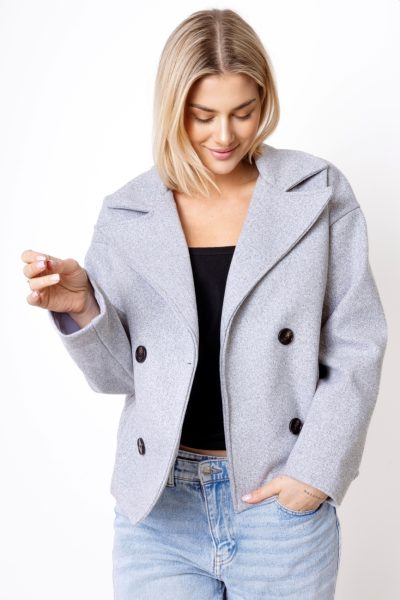 Kurtka flausz 4 guziki – Szary, UNI