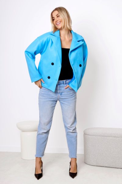 Kurtka flausz 4 guziki – Turkus, UNI