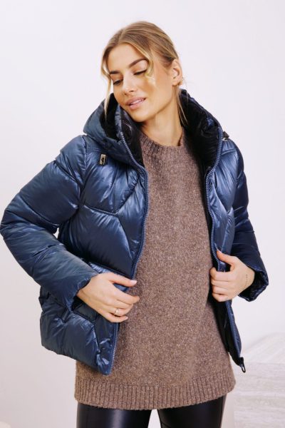 Kurtka kaptur trójkąciki rękaw kółeczko – Morski, M