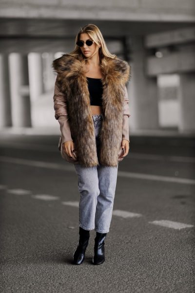 Kurtka kołnierz ala lisek – UNI, Beż