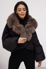 Kurtka krótka kołnierz futerko