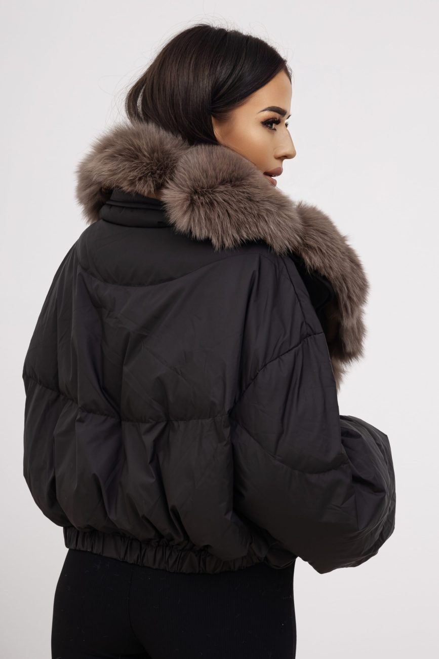 Kurtka krótka kołnierz futerko
