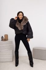 Kurtka krótka kołnierz futerko