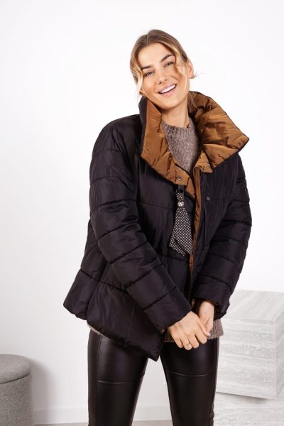 Kurtka krótka zawieszka apaszka – Czarny, 2XL