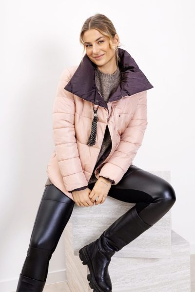 Kurtka krótka zawieszka apaszka – Puder, L