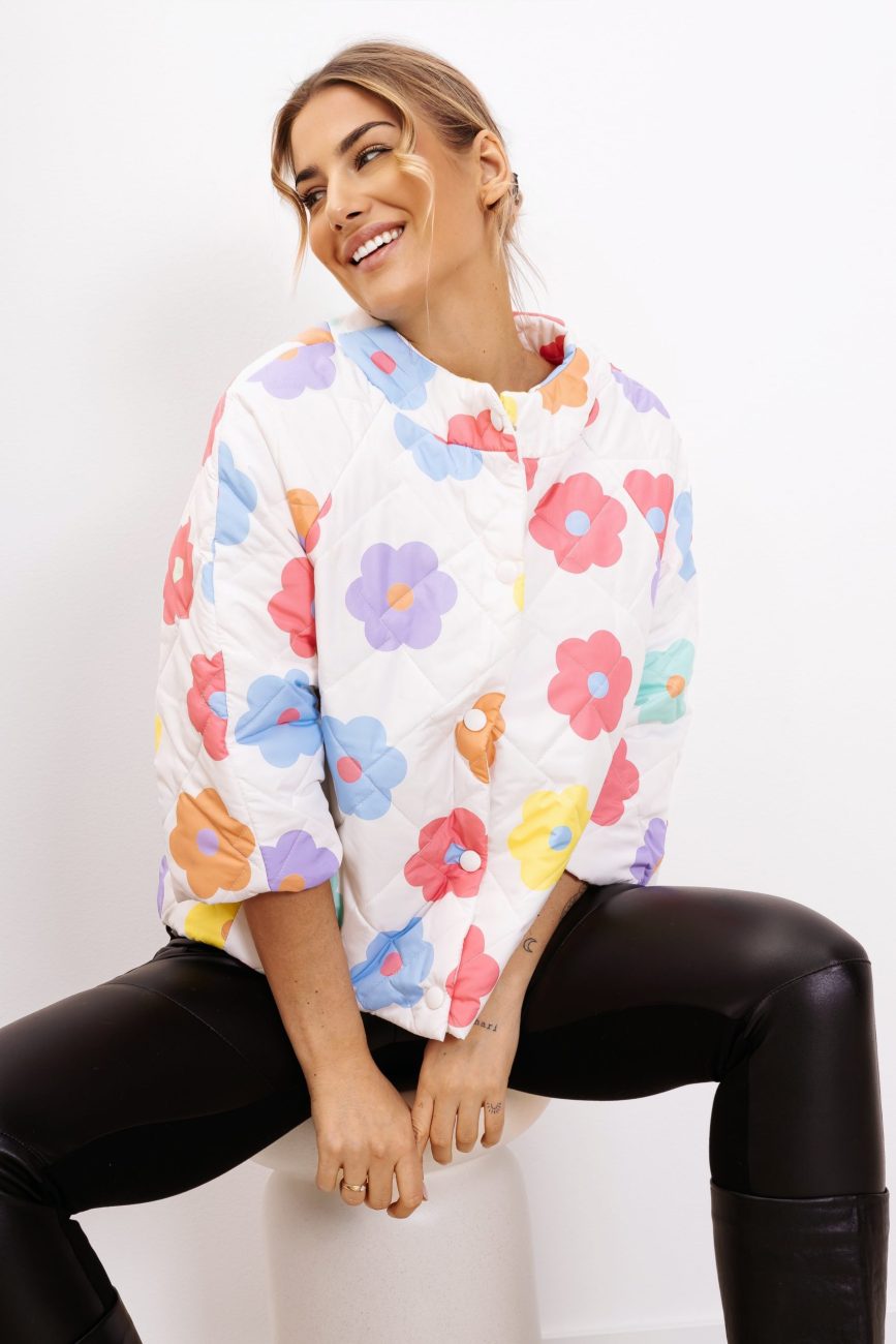 Kurtka krótki rękaw kwiaty