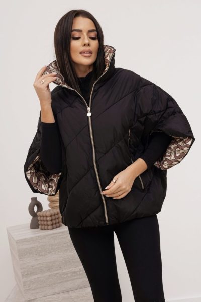 Kurtka nietoperz podszewka kółka – Czarny, S