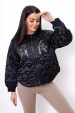 Kurtka pikowana kieszenie kamienie – Czarny, UNI