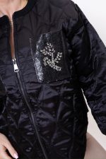 Kurtka pikowana kieszenie kamienie – Czarny, UNI