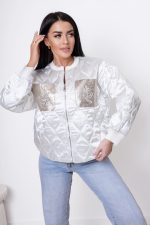 Kurtka pikowana kieszenie kamienie – Ecru, UNI