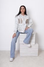 Kurtka pikowana kieszenie kamienie – Ecru, UNI