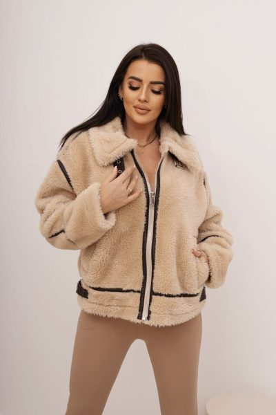 Kurtka pilotka kożuch lampasy – Beż, L