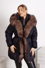 Kurtka puchowa długa futerko