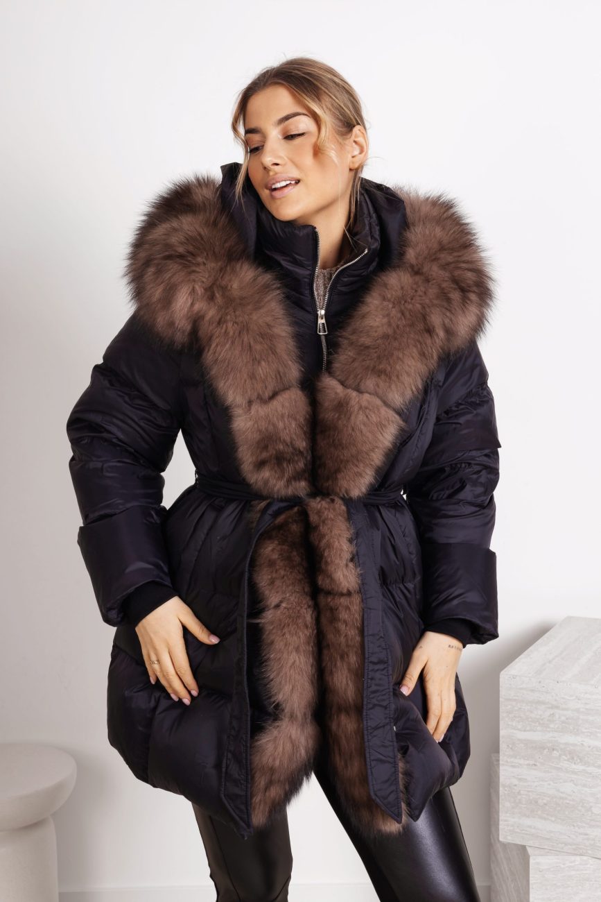 Kurtka puchowa długa futerko