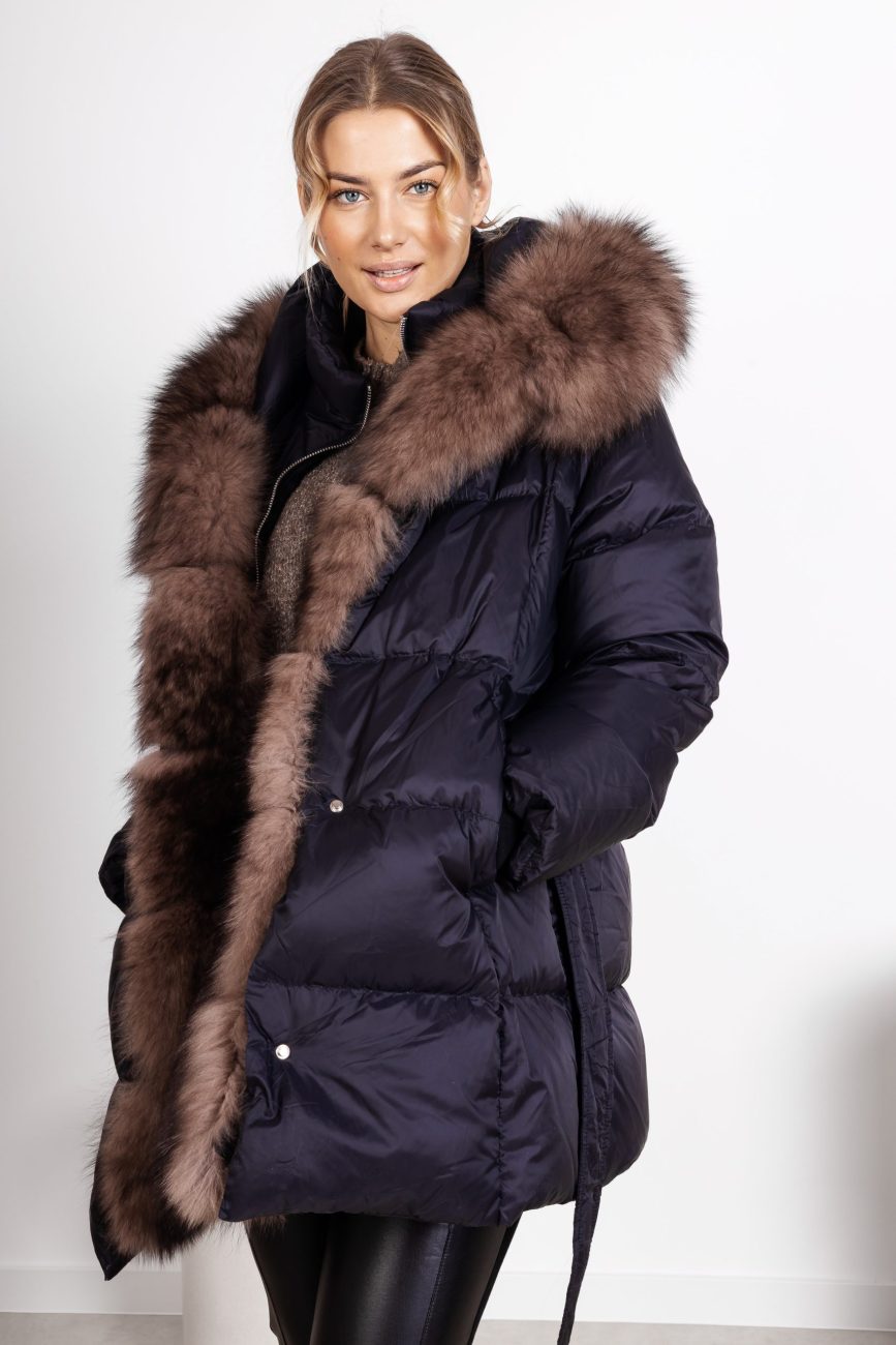 Kurtka puchowa długa futerko