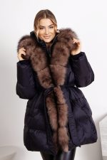 Kurtka puchowa długa futerko