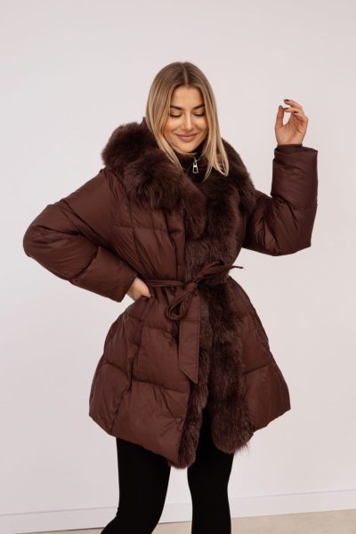 Kurtka puchowa wiązana – Czekolada, UNI