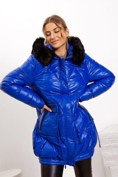 Kurtka ściagane kieszenie kaptur futerko – Chaber, L