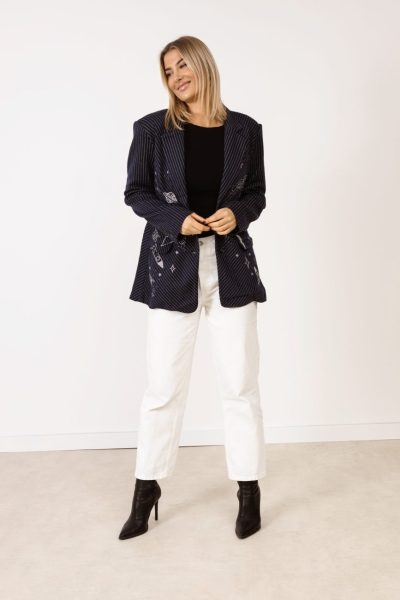 Marynarka paski diamentowy kosmos – Granat, UNI