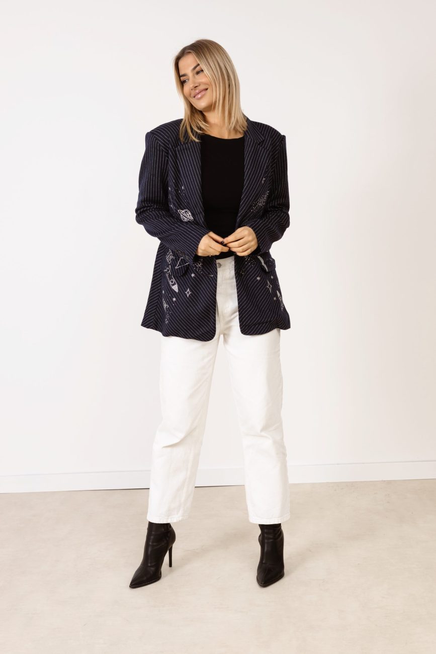 Marynarka paski diamentowy kosmos