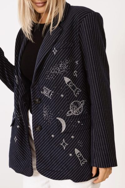 Marynarka paski diamentowy kosmos