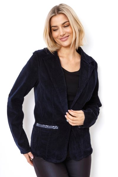 Marynarka sztruks cekinowe wstawki – Granat, XL