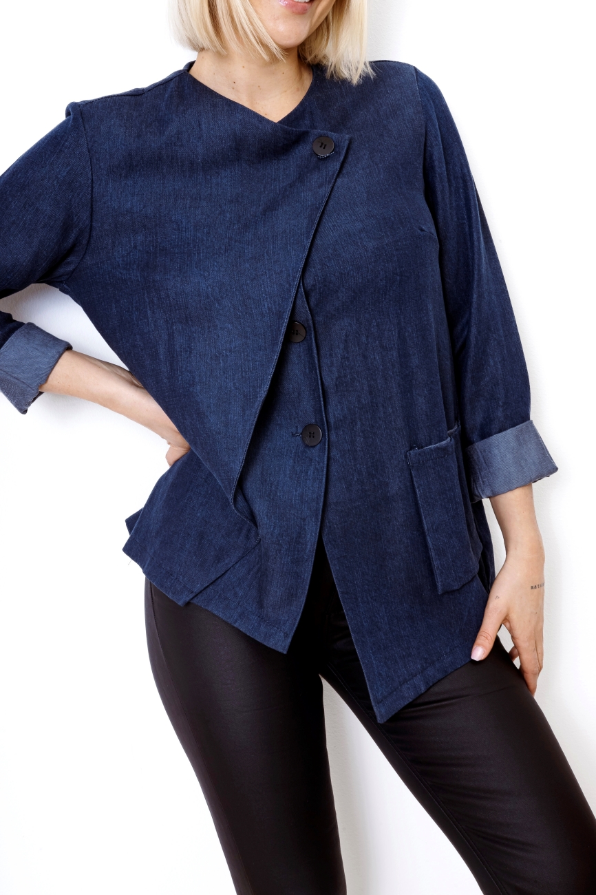 Marynarka tencel zakładka guzik