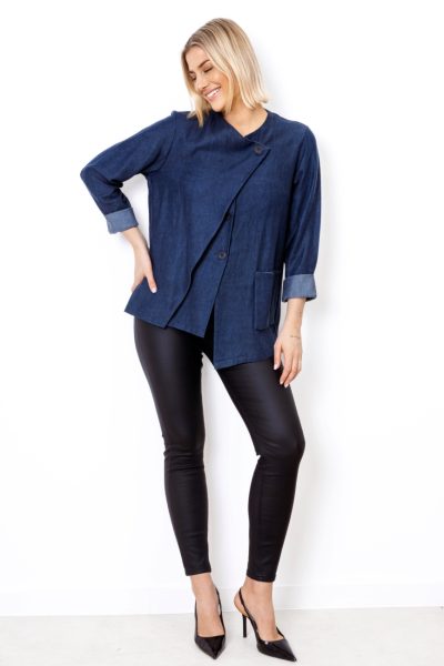 Marynarka tencel zakładka guzik