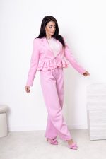 Marynarka wiązana dół falbanka – Różowy, S