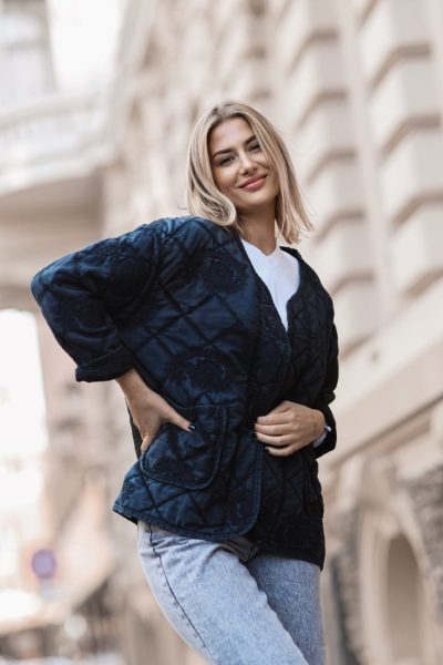 Narzutka dekatyzowana haft – Czarny, UNI