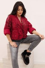 Narzutka wiązana panterka sztruks